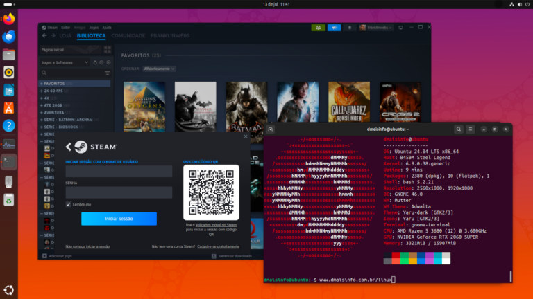 Instalação do Steam no Ubuntu – Tela de Login do Steam