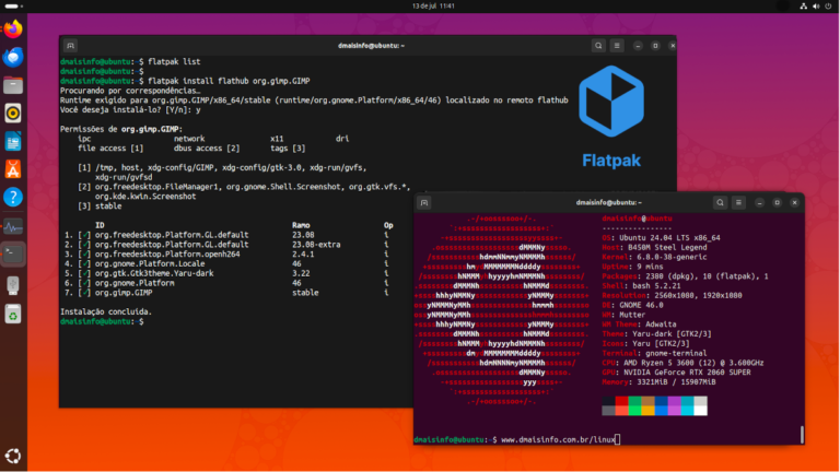 Tela de instalação do Flatpak no Ubuntu 24.04 LTS