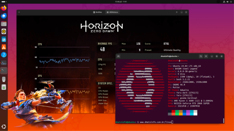 Gráfico de resultados de benchmark de Linux mostrando desempenho do sistema