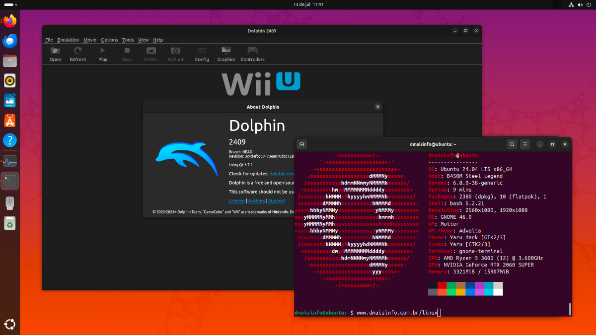 Dolphin Emulator rodando no Linux para emular jogos de Wii e GameCube